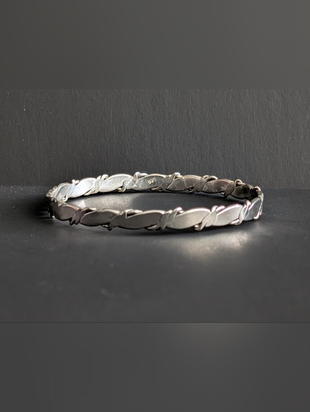 Vintage Sterling Silver Flat Twist Bangle Bracelet - Marked 925 - 16.1 Grams